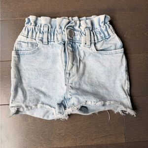 GAP Light Wash Denim Ruffle Waist Shorts